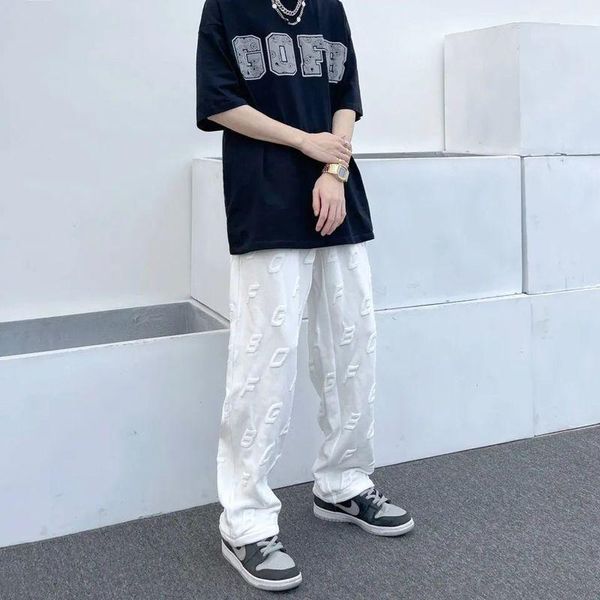 men's pants baggy men women summer hip-hop trendy bubble printed wide-leg sweatpants couple streetwear korean style straight trousers, Black
men's pants baggy men women summer hip-hop trendy bubble printed wide-leg sweatpants couple streetwear korean style straight trousers, Black