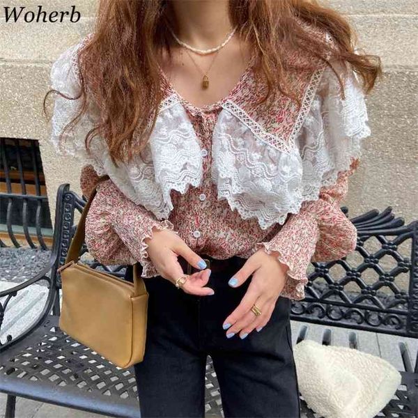 women blouse spring pleated vintage floral shirts lace patchwork long sleeve blusas sweet button fashion temperament 210519, White
women blouse spring pleated vintage floral shirts lace patchwork long sleeve blusas sweet button fashion temperament 210519, White
