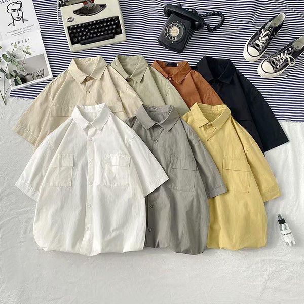 men's casual shirts men shirt short sleeve contrast color clothing summer streetwear fashion mens, White;black
men's casual shirts men shirt short sleeve contrast color clothing summer streetwear fashion mens, White;black