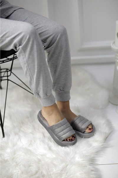slippers women's gray soft outsole home, Black