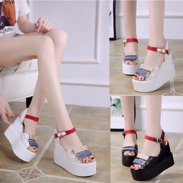 women wedge sandals summer casual shoes patent leather peep toe rhinestone platform black high heels
women wedge sandals summer casual shoes patent leather peep toe rhinestone platform black high heels
