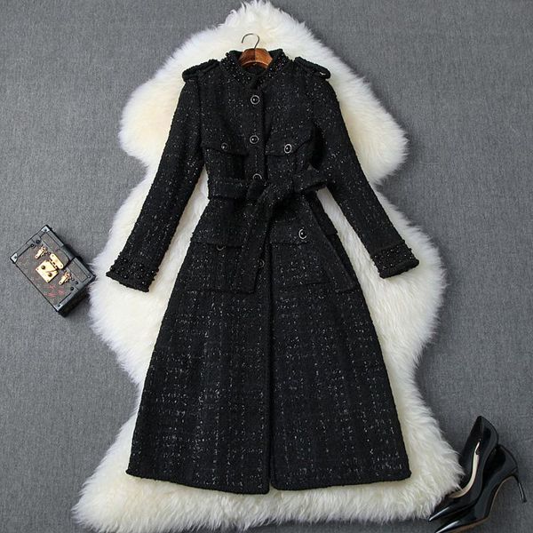 women's wool & blends est 2021 fall winter designer coat blend tweed long overcoat, Black
women's wool & blends est 2021 fall winter designer coat blend tweed long overcoat, Black