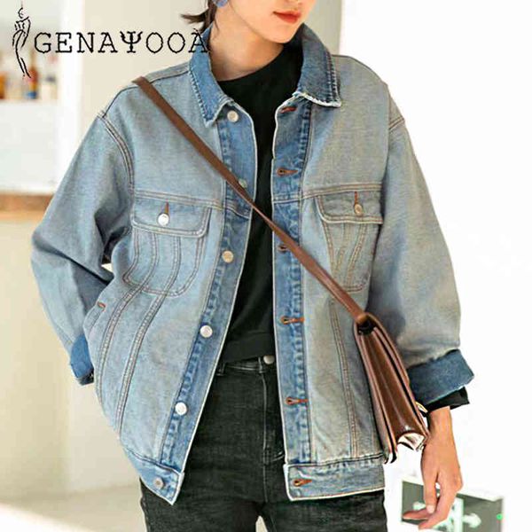 genayooa vintage women long sleeve denim korean streetwear turn-down jean jacket coat boyfriend female autumn 210417, Black;brown
genayooa vintage women long sleeve denim korean streetwear turn-down jean jacket coat boyfriend female autumn 210417, Black;brown