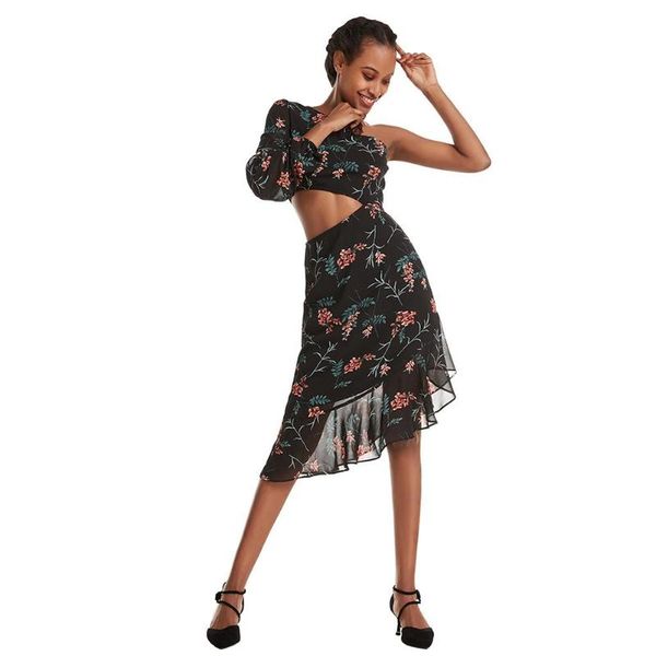 casual dresses s-3xl women summer single shoulder sleeveless hollow flower print ruffles dress sundress vestidos, Black;gray
casual dresses s-3xl women summer single shoulder sleeveless hollow flower print ruffles dress sundress vestidos, Black;gray