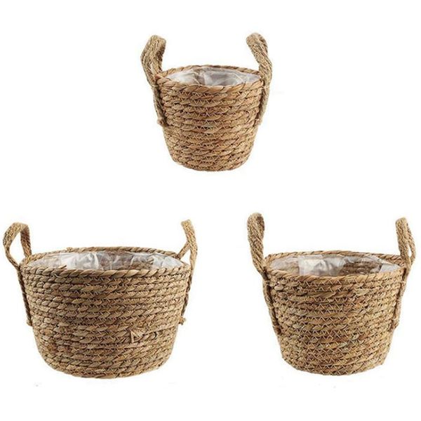 storage baskets 3pcs straw woven flowerpot basket with handle potted flower and plant tablepot
storage baskets 3pcs straw woven flowerpot basket with handle potted flower and plant tablepot