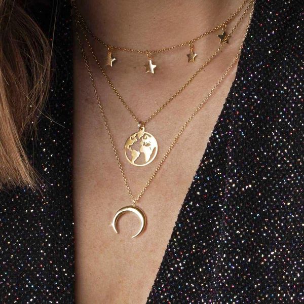 bohemian moon pendant multilayered chain for women gold map coin choker necklace jewelry, Silver
bohemian moon pendant multilayered chain for women gold map coin choker necklace jewelry, Silver