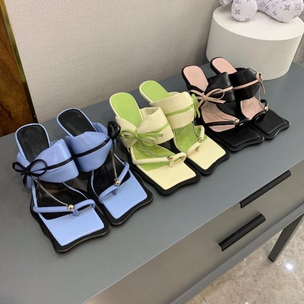 slippers summer butterfly-knot women's chain metal decoration iron ball genuine leather hoof heels designer shoes size 34-40, Black
slippers summer butterfly-knot women's chain metal decoration iron ball genuine leather hoof heels designer shoes size 34-40, Black