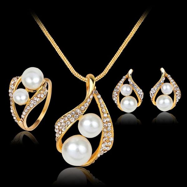 earrings & necklace 1set bridal wedding party jewelry set crystal pearl ring, Silver
earrings & necklace 1set bridal wedding party jewelry set crystal pearl ring, Silver