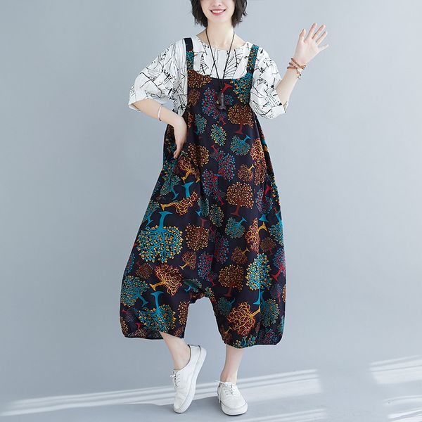 johnature women print floral jumpsuits 5 color vintage sleeveless summer loose women clothing casual jumpsuits 210521, Black;white
johnature women print floral jumpsuits 5 color vintage sleeveless summer loose women clothing casual jumpsuits 210521, Black;white