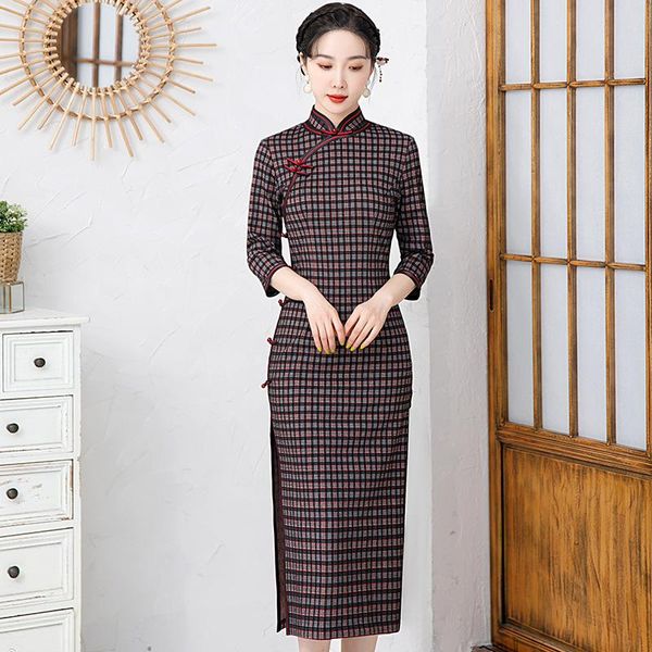 ethnic clothing vintage plaid women cheongsam traditional chinese style ladies qipao noble elegant evening party vestidos slim plus size dre, Red
ethnic clothing vintage plaid women cheongsam traditional chinese style ladies qipao noble elegant evening party vestidos slim plus size dre, Red