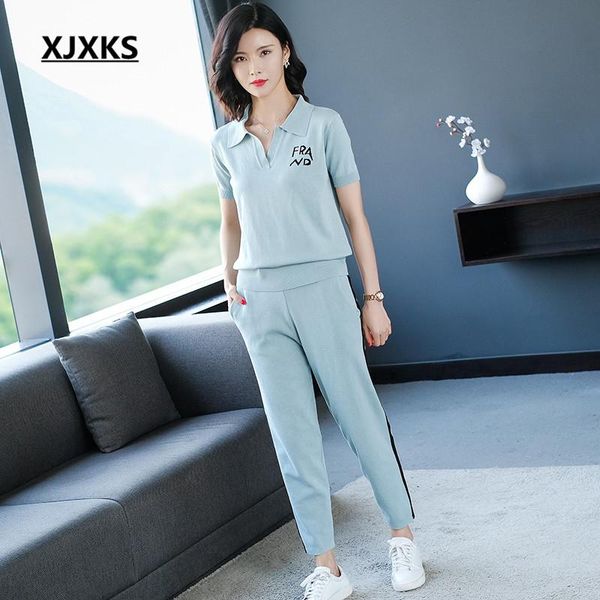 women's tracksuits xjxks women summer two-piece set 2021 autumn comfortable elastic waist cropped trousers + lapel short sleeve top, Gray
women's tracksuits xjxks women summer two-piece set 2021 autumn comfortable elastic waist cropped trousers + lapel short sleeve top, Gray
