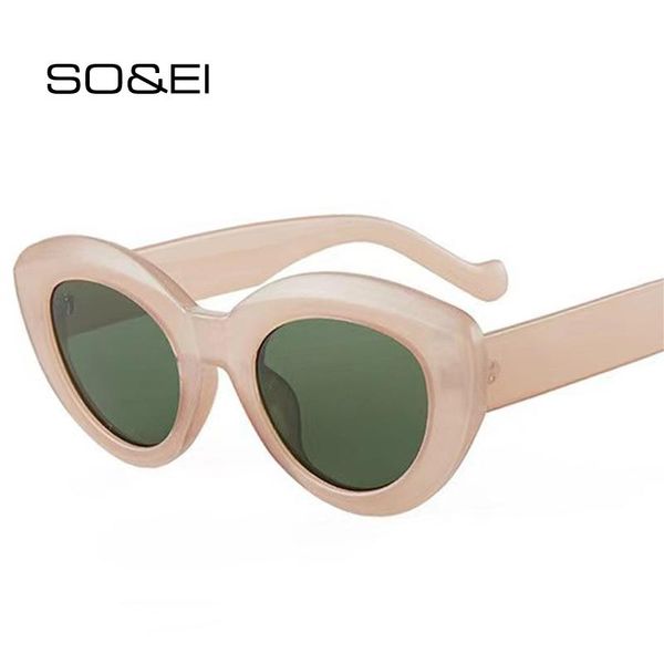 so&ei ins fashion woman cat eye sunglasses vintage jelly tea pink eyewear shades uv400 men trending oval sun glasses, White;black
so&ei ins fashion woman cat eye sunglasses vintage jelly tea pink eyewear shades uv400 men trending oval sun glasses, White;black