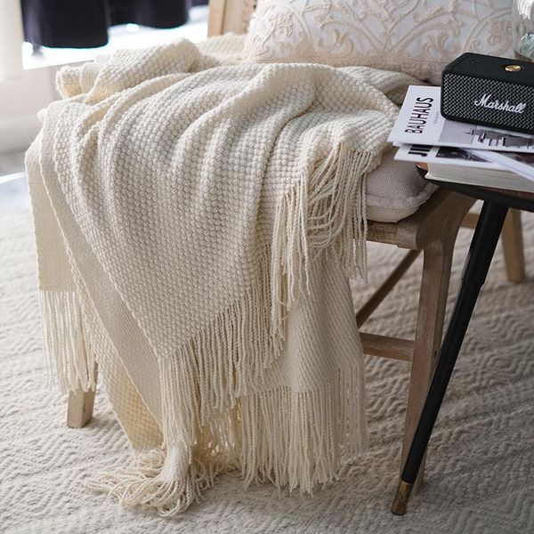 blankets thread blanket with tassel beige grey coffee throw for bed sofa home textile fashion cape 127x170cm knitted