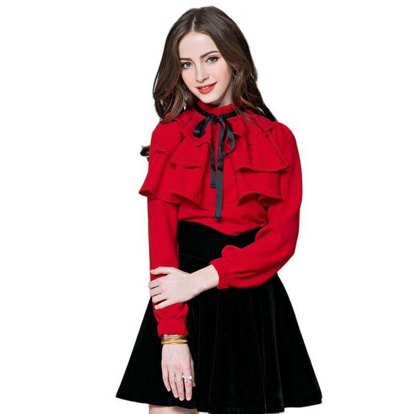 women's blouses & shirts brand runway designer elegant long sleeve ol ruffles bow blouse shirt office ladies ruffled, White
women's blouses & shirts brand runway designer elegant long sleeve ol ruffles bow blouse shirt office ladies ruffled, White