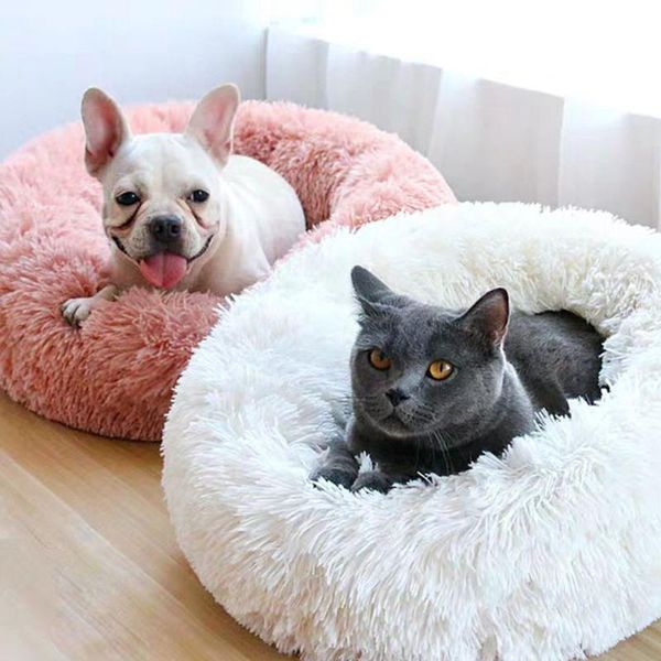 cat bed round plush house soft pet dog for small dogs cats nest winter warm sleeping puppy mats kennels & pens