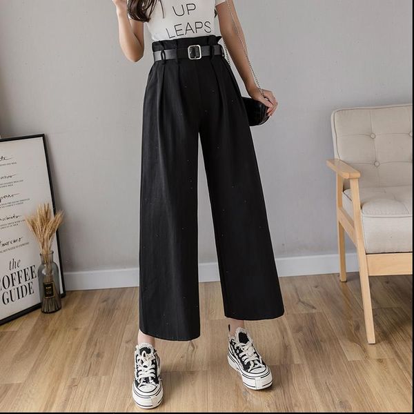 spring women capris summer high waist pants casual wide leg pant black white korean style ladies straight trousers with belt
spring women capris summer high waist pants casual wide leg pant black white korean style ladies straight trousers with belt