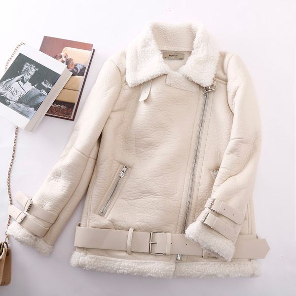 thicken warm motorcycle lapel long sleeve women jacket lamb fur belt women's coat female 210513, Black
thicken warm motorcycle lapel long sleeve women jacket lamb fur belt women's coat female 210513, Black