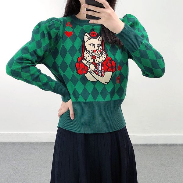 retro japanese ringed green sweater women b loose lazy style korean knitwear argyle sweater dropshipping, White;black
retro japanese ringed green sweater women b loose lazy style korean knitwear argyle sweater dropshipping, White;black