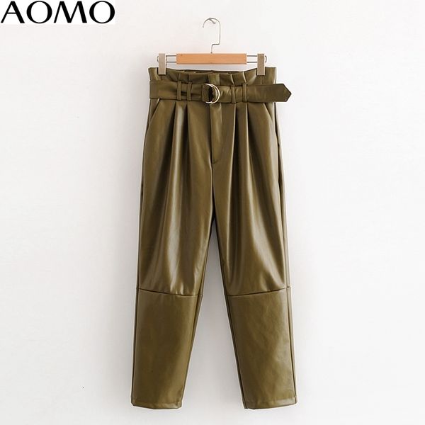 aomo women green pu leather pants with blet zipper female high waistpants trousers hy37a 200930, Black;white
aomo women green pu leather pants with blet zipper female high waistpants trousers hy37a 200930, Black;white
