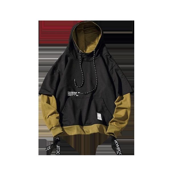 men's hoodies & sweatshirts patchwork color contrast sweater hooded korean fashion brand clothes add fat plus size loose pullover coat, Black
men's hoodies & sweatshirts patchwork color contrast sweater hooded korean fashion brand clothes add fat plus size loose pullover coat, Black