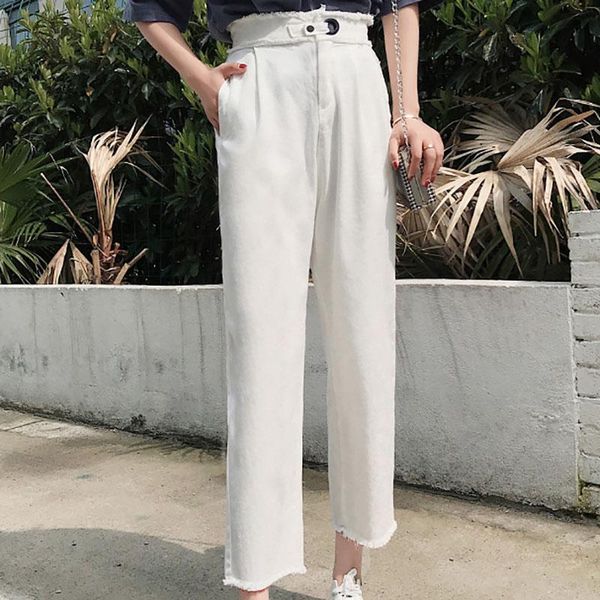 women's jeans elastic waist women solid slim loose crop trousers female 2021 spring office lady high tassel white denim pants, Blue
women's jeans elastic waist women solid slim loose crop trousers female 2021 spring office lady high tassel white denim pants, Blue
