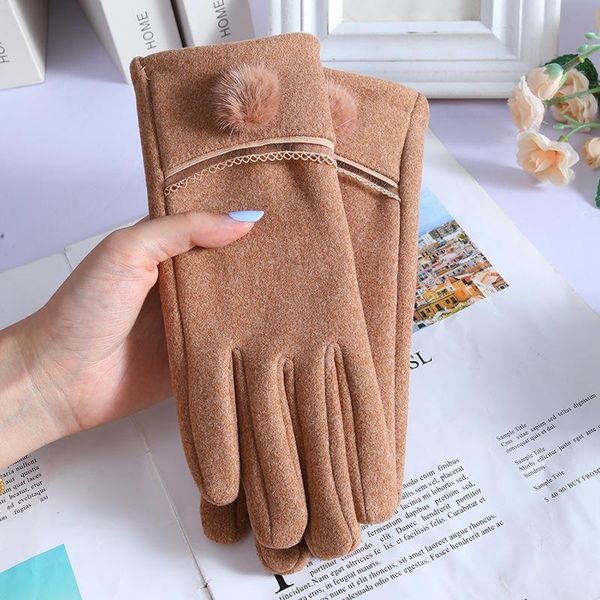 five fingers gloves winter warm plus velvet full finger women' for sports outdoor driving short fur ball touch screen cycling mittens, Blue;gray
five fingers gloves winter warm plus velvet full finger women' for sports outdoor driving short fur ball touch screen cycling mittens, Blue;gray