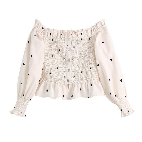 women's blouses & shirts euro-american fashion 2021 summer versatile french love print elastic one-line neck short top, White
women's blouses & shirts euro-american fashion 2021 summer versatile french love print elastic one-line neck short top, White