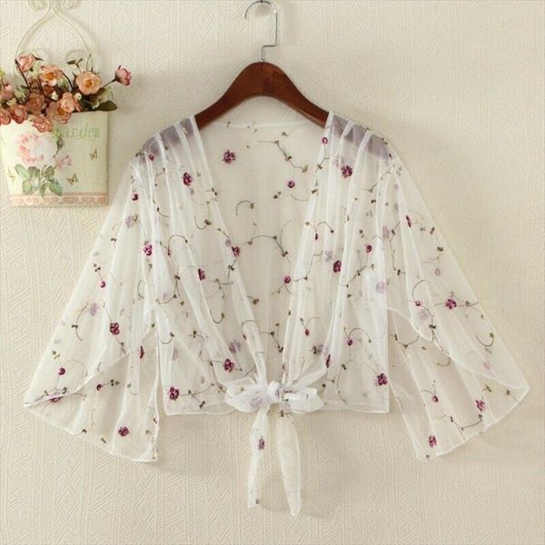 breathable embroidered tulle cardigan women blouses fashion summer thin coat loose lace long shirts, White
breathable embroidered tulle cardigan women blouses fashion summer thin coat loose lace long shirts, White