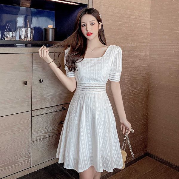 women's 2021 summer first love temperament waist cut-out skirt french summer short sleeve drs, Black;gray
women's 2021 summer first love temperament waist cut-out skirt french summer short sleeve drs, Black;gray