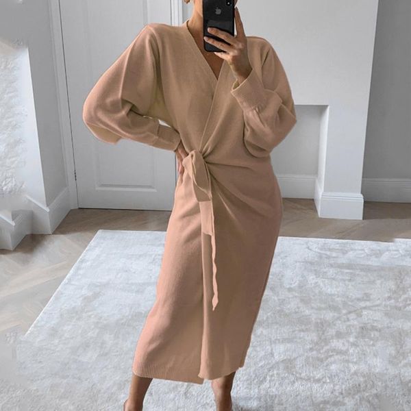 casual dresses high street dress sweater women 2021 autumn winter lace up slim slit solid color v-neck female, Black;gray
casual dresses high street dress sweater women 2021 autumn winter lace up slim slit solid color v-neck female, Black;gray