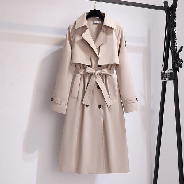 women's trench coats windbreaker knee-length mid-length section 2021 korean loose and thin casual lapel temperament outwear coat, Tan;black
women's trench coats windbreaker knee-length mid-length section 2021 korean loose and thin casual lapel temperament outwear coat, Tan;black
