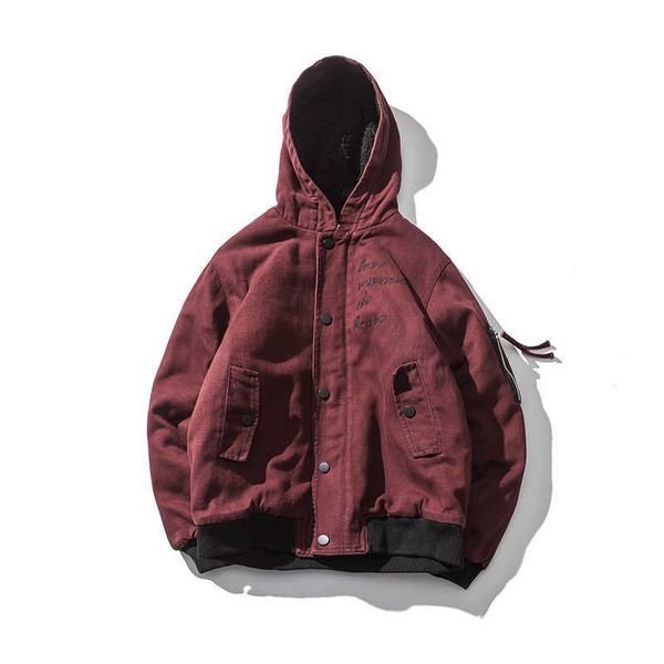 men winter thicken streetwear casual hooded jacket coat men outwear embroidery japanese style cargo jackets red male 210603, Black
men winter thicken streetwear casual hooded jacket coat men outwear embroidery japanese style cargo jackets red male 210603, Black