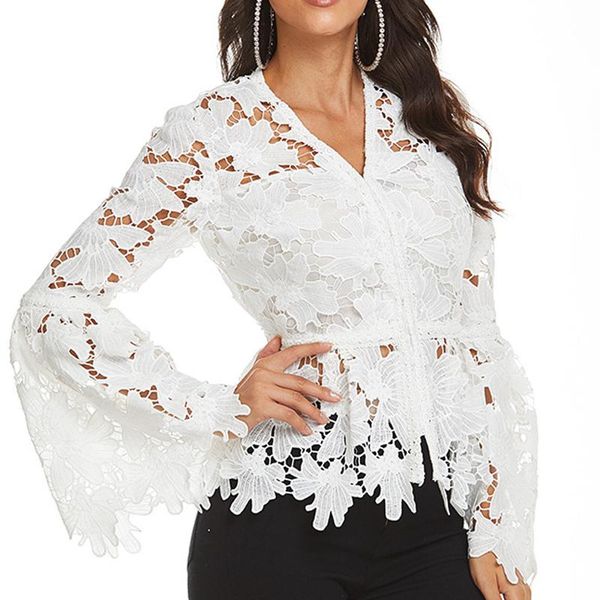 women's blouses & shirts high street est fashion 2021 designer dress v-neck flare sleeve lace embroidery blouse top, White
women's blouses & shirts high street est fashion 2021 designer dress v-neck flare sleeve lace embroidery blouse top, White
