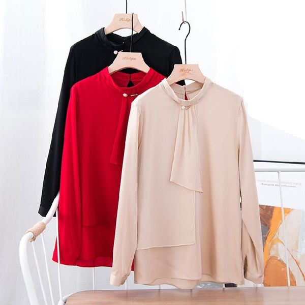 women's blouses & shirts women autumn spring 93% natural silk blouse real long sleeve basic shirt office for, White
women's blouses & shirts women autumn spring 93% natural silk blouse real long sleeve basic shirt office for, White
