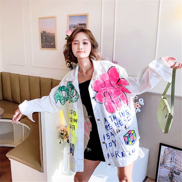women's jackets plus size 2021 spring autumn streetwear graffiti denim jacket female loose jeans coat wild ladies outerwear g914 n, Black;brown
women's jackets plus size 2021 spring autumn streetwear graffiti denim jacket female loose jeans coat wild ladies outerwear g914 n, Black;brown