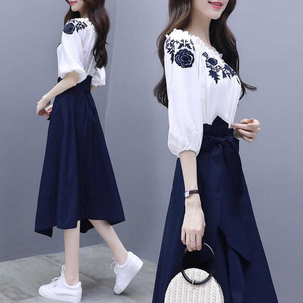 2021 drs french knee length skirt women's spring summer embroidery two piece set, Black;gray
2021 drs french knee length skirt women's spring summer embroidery two piece set, Black;gray