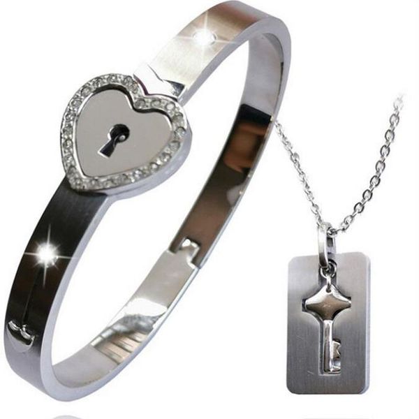 rainbery fashion crystal concentric lock key titanium steel stainless jewelry bracelet necklace couple sets jb0689 bangle, Black
rainbery fashion crystal concentric lock key titanium steel stainless jewelry bracelet necklace couple sets jb0689 bangle, Black