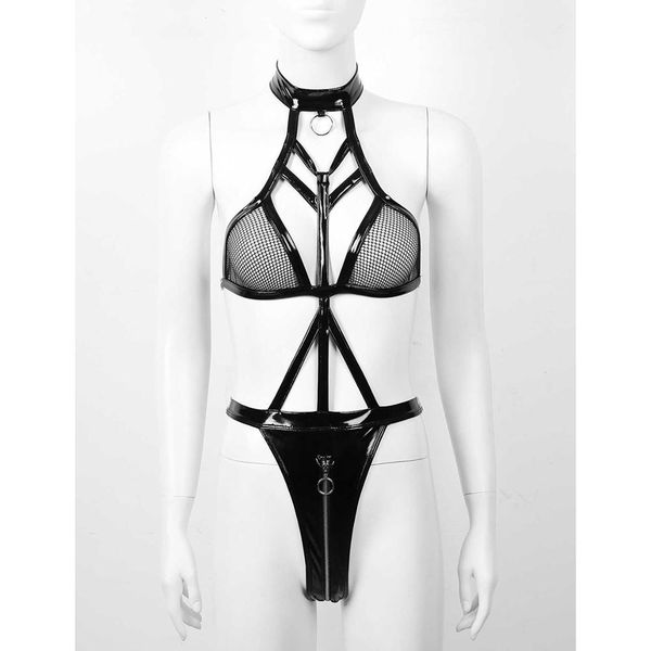 women leather body suit halter sheer fishnet cup zipper open crotch fetish latex catsuit erotic wet look high cut thong bodysuit, Black;white
women leather body suit halter sheer fishnet cup zipper open crotch fetish latex catsuit erotic wet look high cut thong bodysuit, Black;white