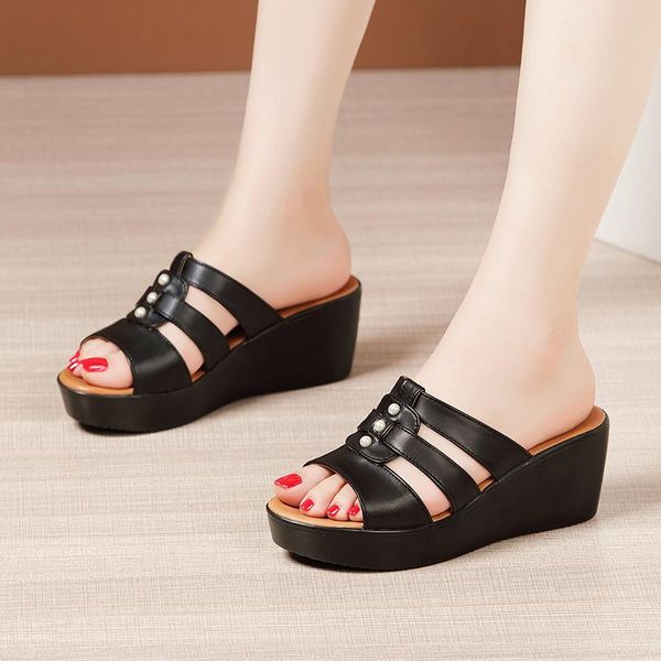 sandals wedges heel women summer thick bottom platform open toe ladies footwear peep, Black
sandals wedges heel women summer thick bottom platform open toe ladies footwear peep, Black