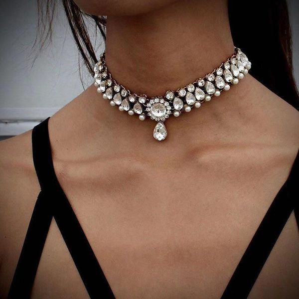 chokers bohemian collar necklace water drop crystal diamond pendant women's retro imitation pearl maxi jewelry, Golden;silver
chokers bohemian collar necklace water drop crystal diamond pendant women's retro imitation pearl maxi jewelry, Golden;silver