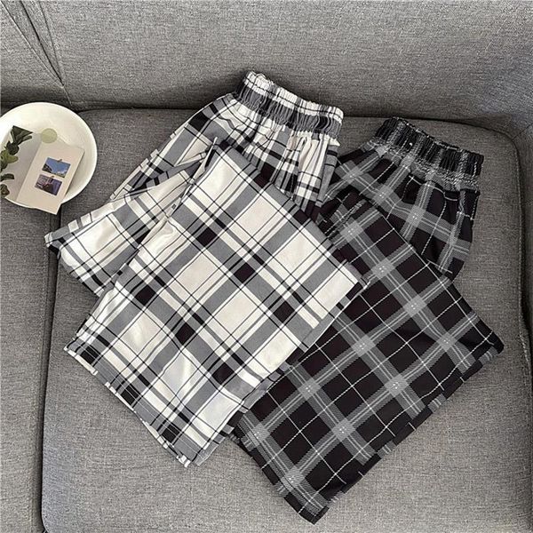 straight korean casual trousers plaid womens capris loose lattice harajuku couple summer all match full length trouser, Black;white
straight korean casual trousers plaid womens capris loose lattice harajuku couple summer all match full length trouser, Black;white