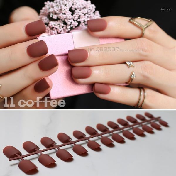 short squoval fake nails coffee brown matte false 24pcs full set wedding false1, Red;gold
short squoval fake nails coffee brown matte false 24pcs full set wedding false1, Red;gold