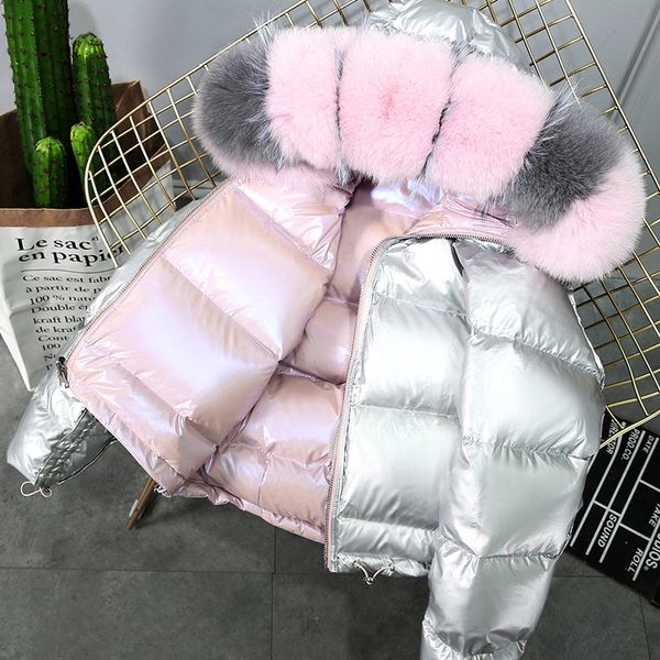 2021 winter down jacket hooded female collar wears bright short coat on both sides, Black
2021 winter down jacket hooded female collar wears bright short coat on both sides, Black