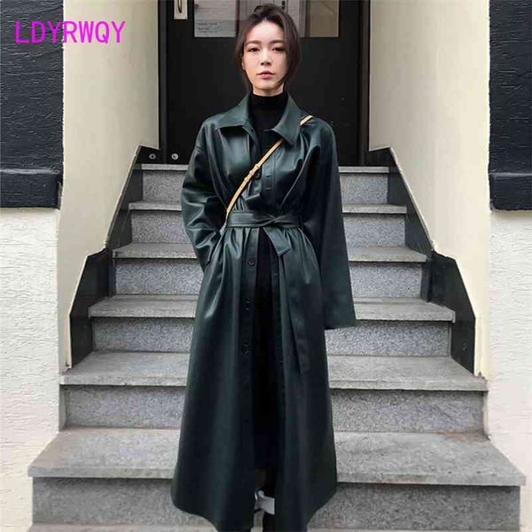 pu leather slim women's spring and autumn windbreaker korean version of the long thin single breasted office lady 210416, Tan;black
pu leather slim women's spring and autumn windbreaker korean version of the long thin single breasted office lady 210416, Tan;black