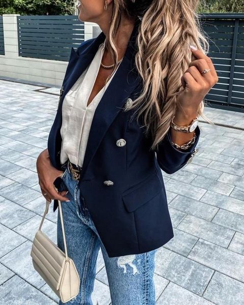 women's jackets jacket 2021 fashion early autumn long sleeve double row button flap detail sports casual coat, Black;brown
women's jackets jacket 2021 fashion early autumn long sleeve double row button flap detail sports casual coat, Black;brown