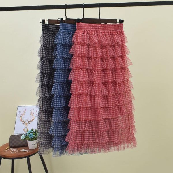 skirts sweet plaid gauze maxi long tiered high waist red/blue palid fairy ruffled cakee layered ankle, Black
skirts sweet plaid gauze maxi long tiered high waist red/blue palid fairy ruffled cakee layered ankle, Black