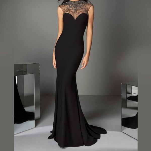party dresses illusion high neck beading mermaid evening dress knitting prom formal women gown for robe and wedding, White;black
party dresses illusion high neck beading mermaid evening dress knitting prom formal women gown for robe and wedding, White;black