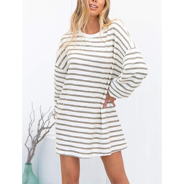 loose female striped sleeve long spring and autumn casual cotton house mini dress wl165, Black;gray
loose female striped sleeve long spring and autumn casual cotton house mini dress wl165, Black;gray