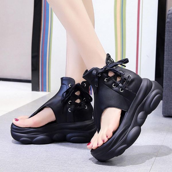 all-match non-slip thick-soled high-side lace-up solid color women flip flop sandals student roman casual trend, Black
all-match non-slip thick-soled high-side lace-up solid color women flip flop sandals student roman casual trend, Black
