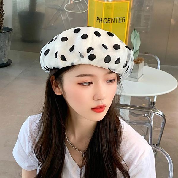 berets summer beret hats for women polka dot mesh elegant gauze fashion lady hat black white classic hepburn style, Blue;gray
berets summer beret hats for women polka dot mesh elegant gauze fashion lady hat black white classic hepburn style, Blue;gray